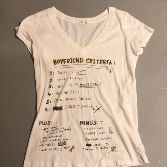 Heritage 1981 Tops - Boyfriend Criteria Graphic Tee Size M